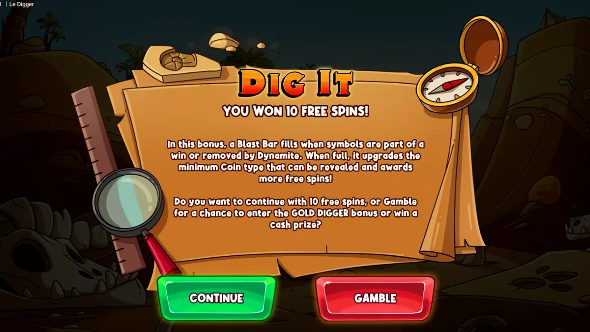 Smokey si rakun dalam permainan slot Le Digger